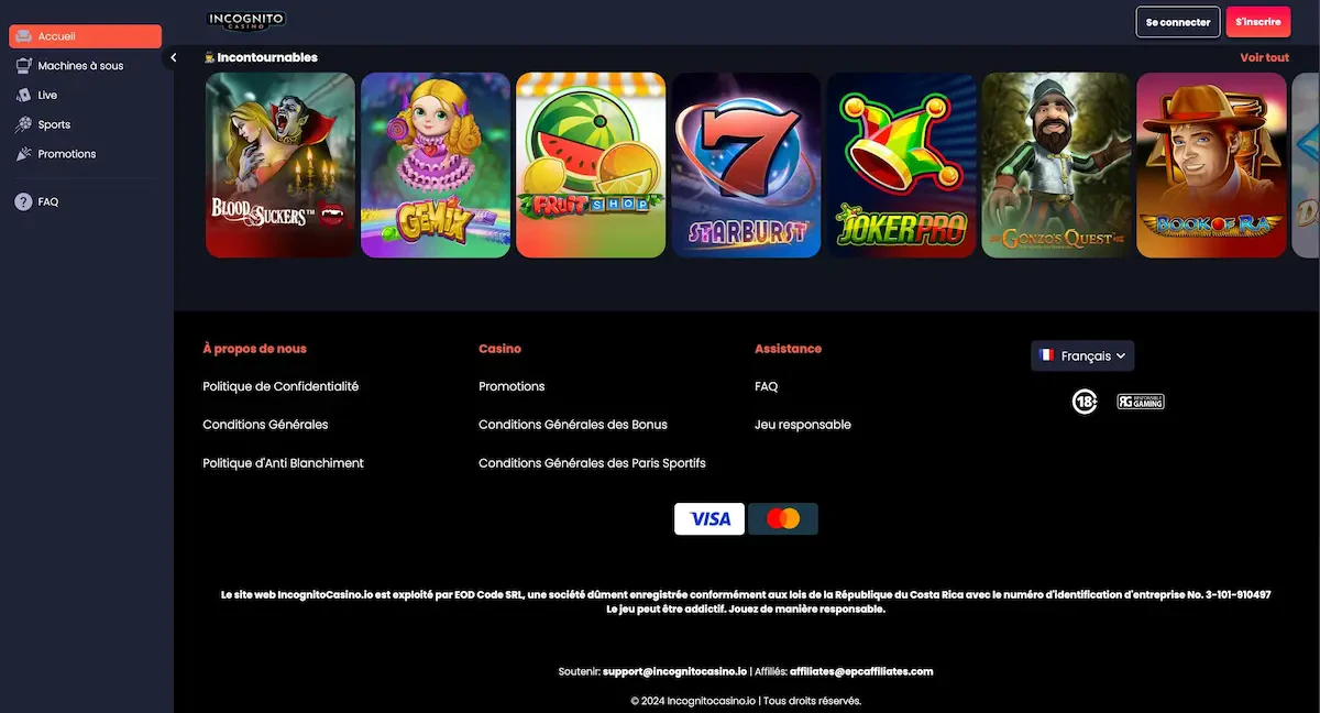 licence incognito casino