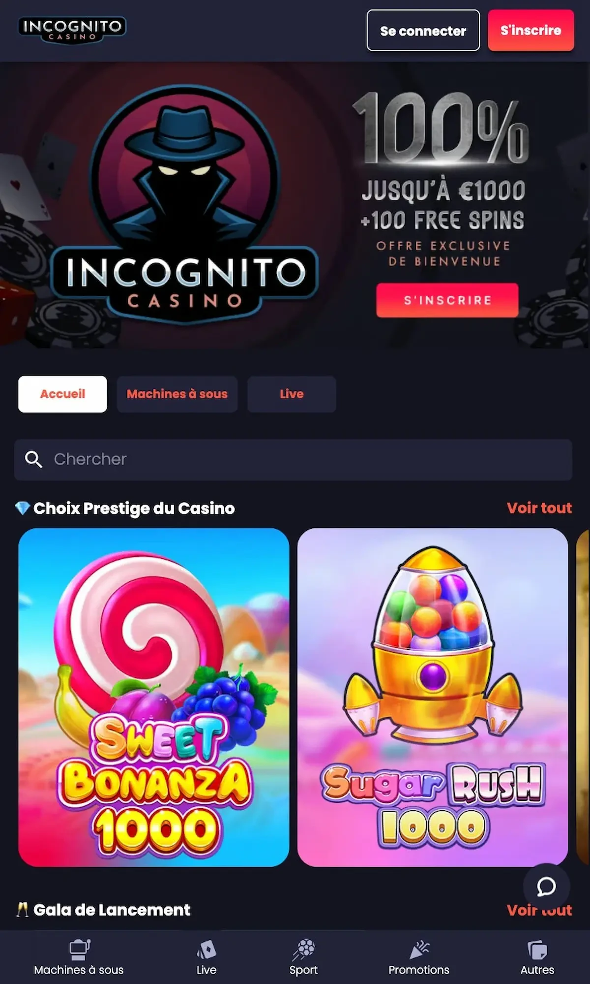 incognito casino sur mobile