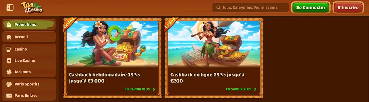 cashback casino tiki casino