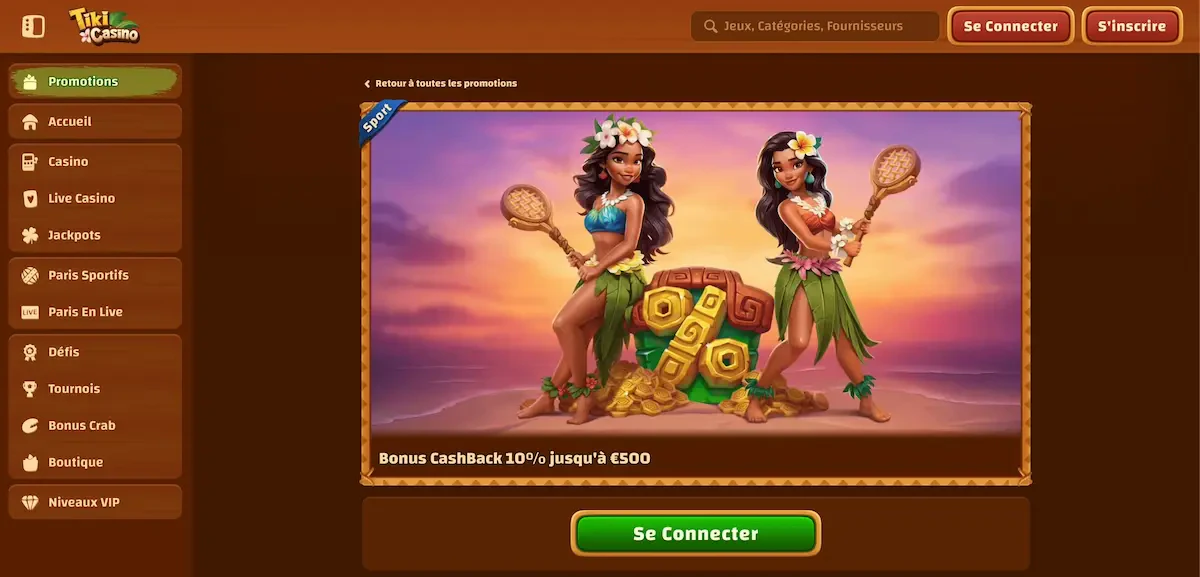 cashback sport tiki casino