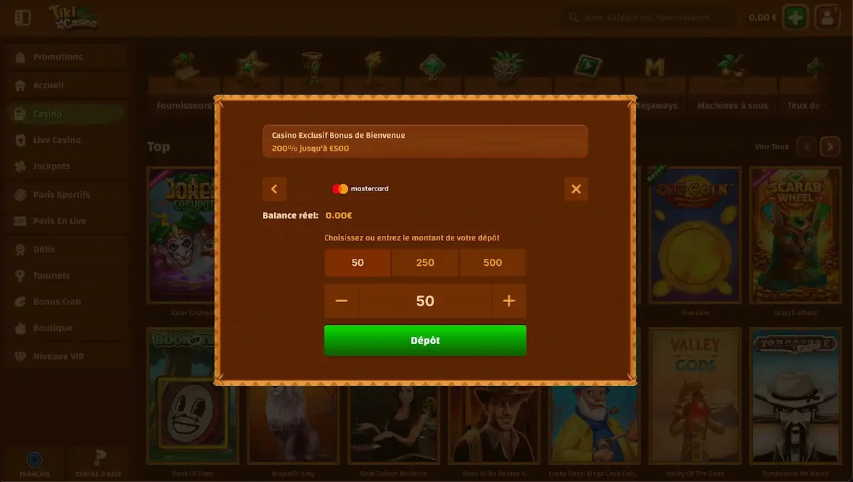 dépôt tiki casino