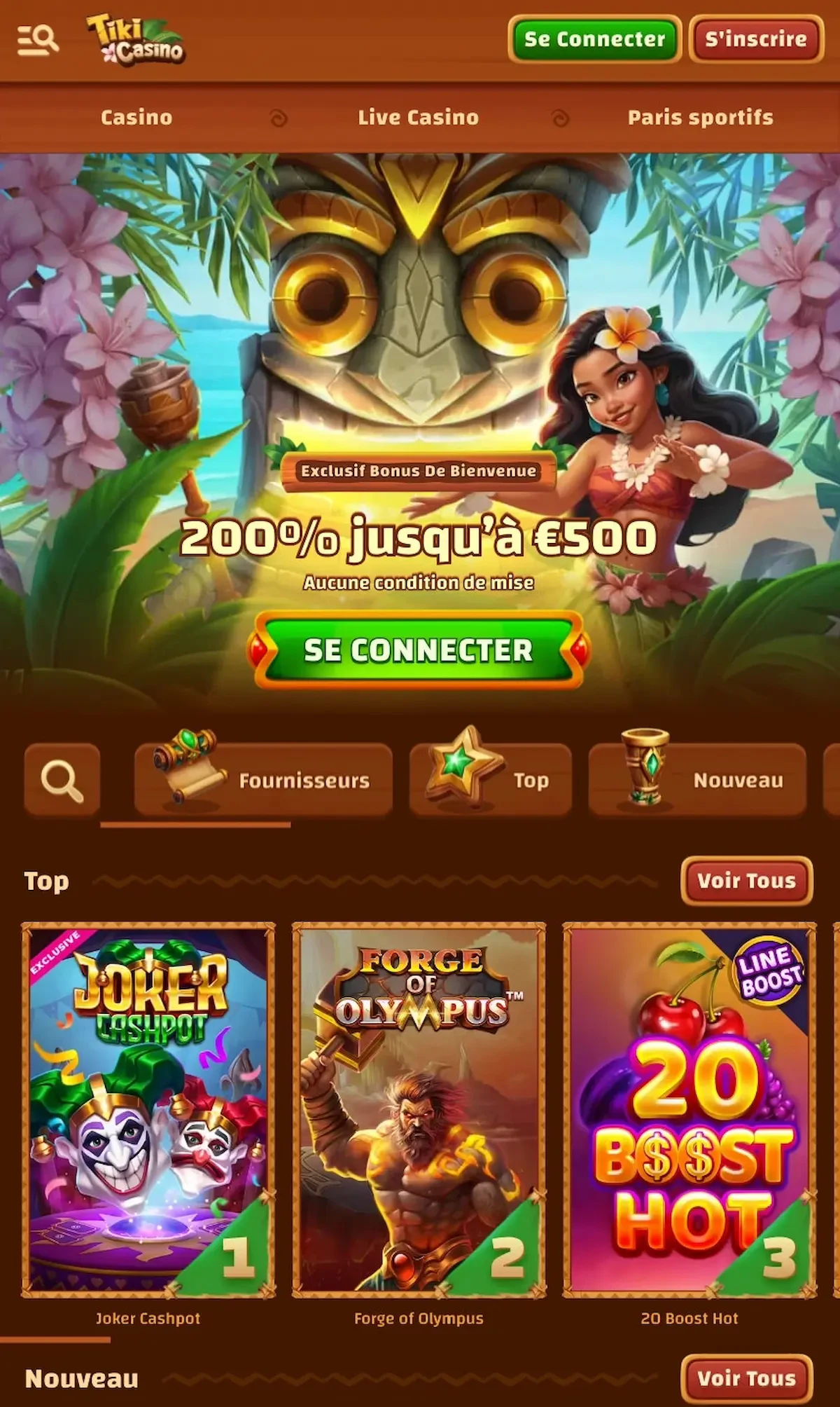 tiki casino sur mobile