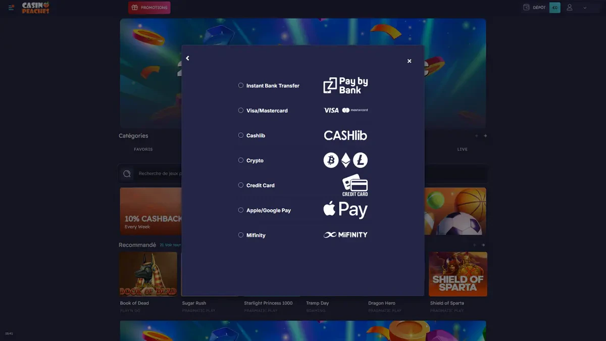 dépôt sur casino peaches 2