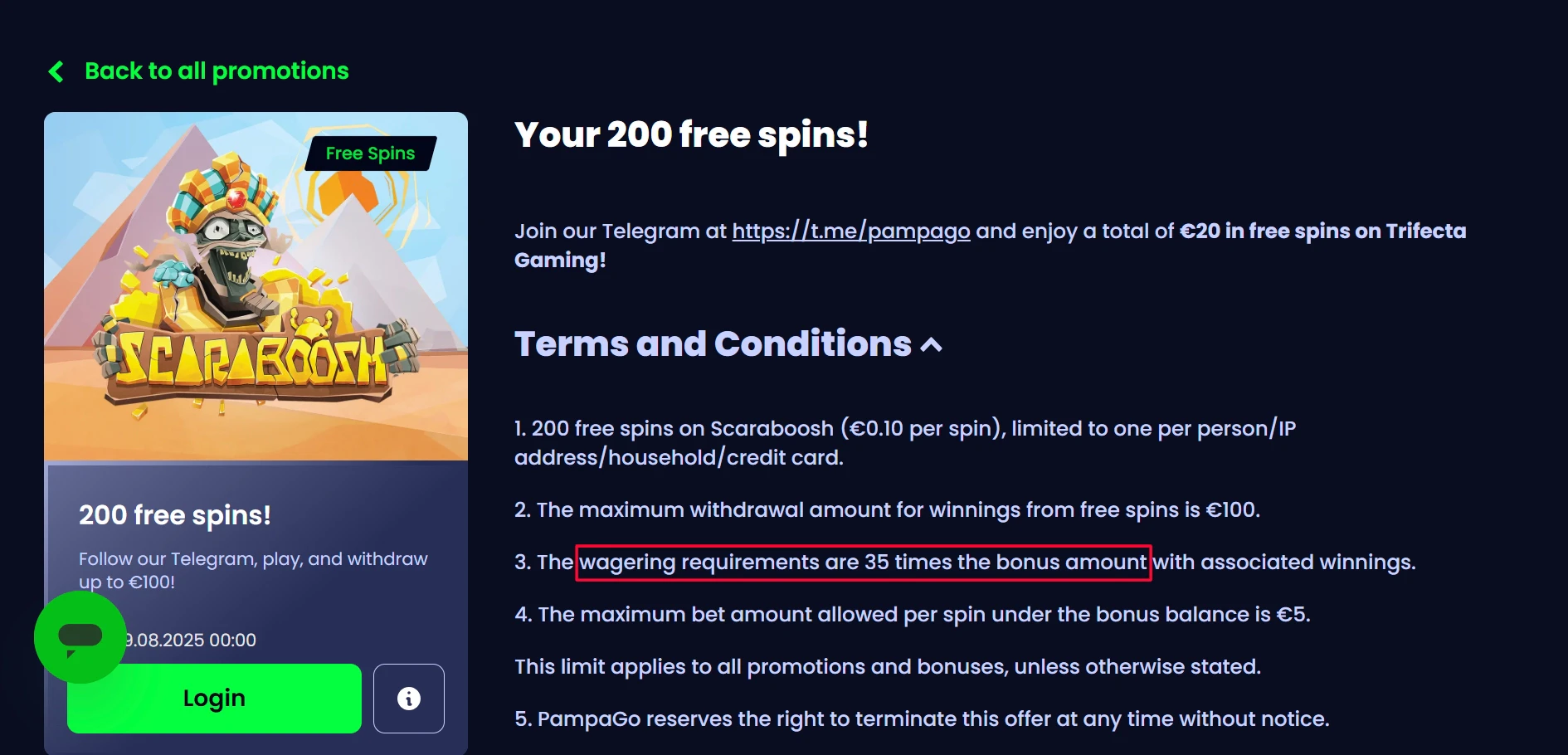 PampaGo Bonus Wagering