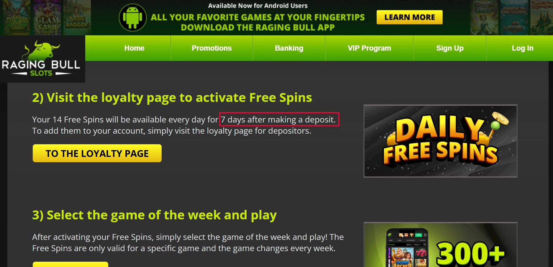 Raging Bull Slots Free Spins Validity