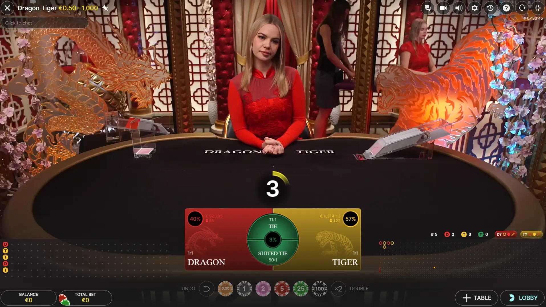 Dragon Tiger Live - Evolution Gaming