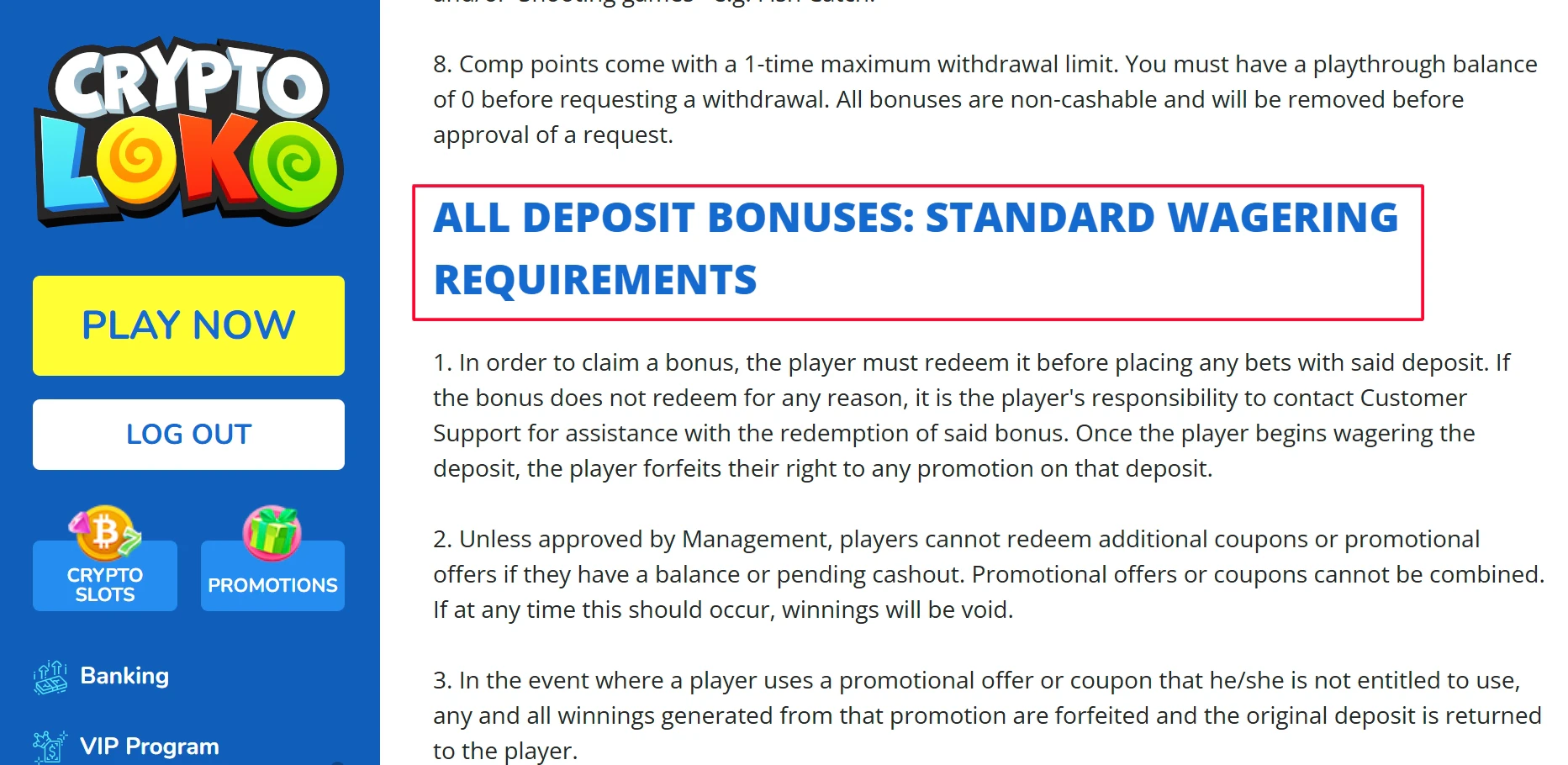 Crypto Loko Bonus Terms