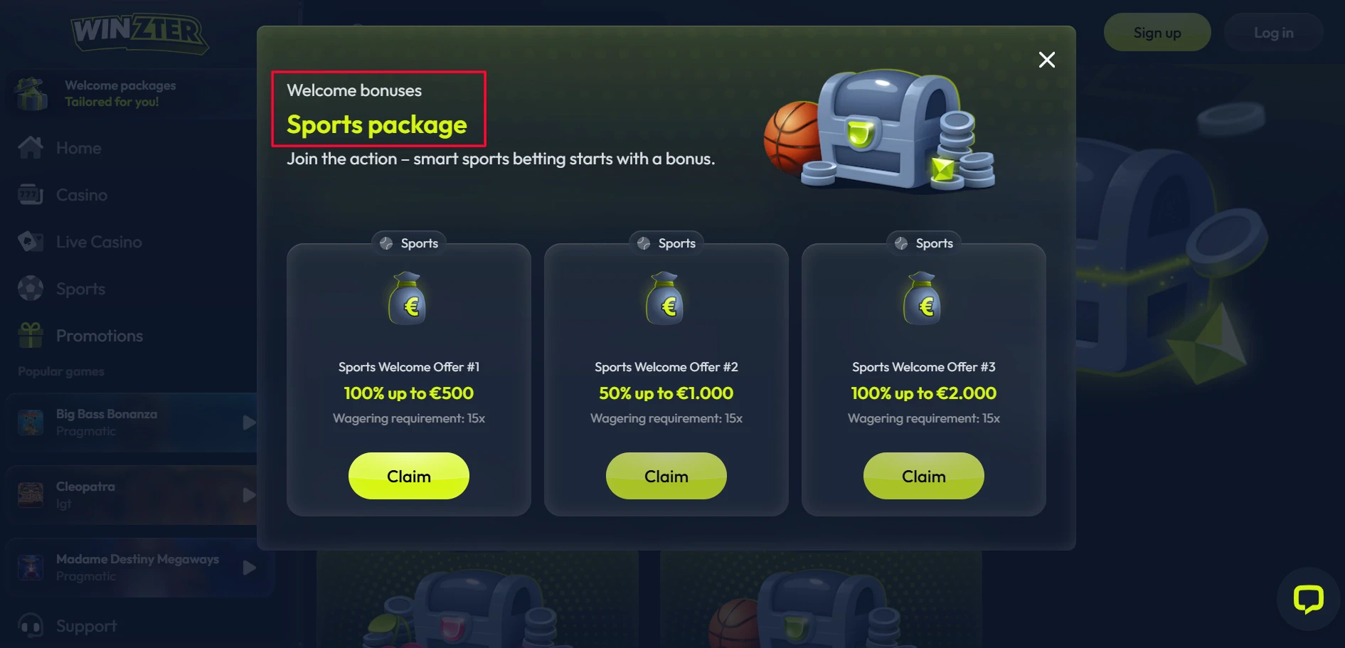 Winzter Casino Sports Bonus