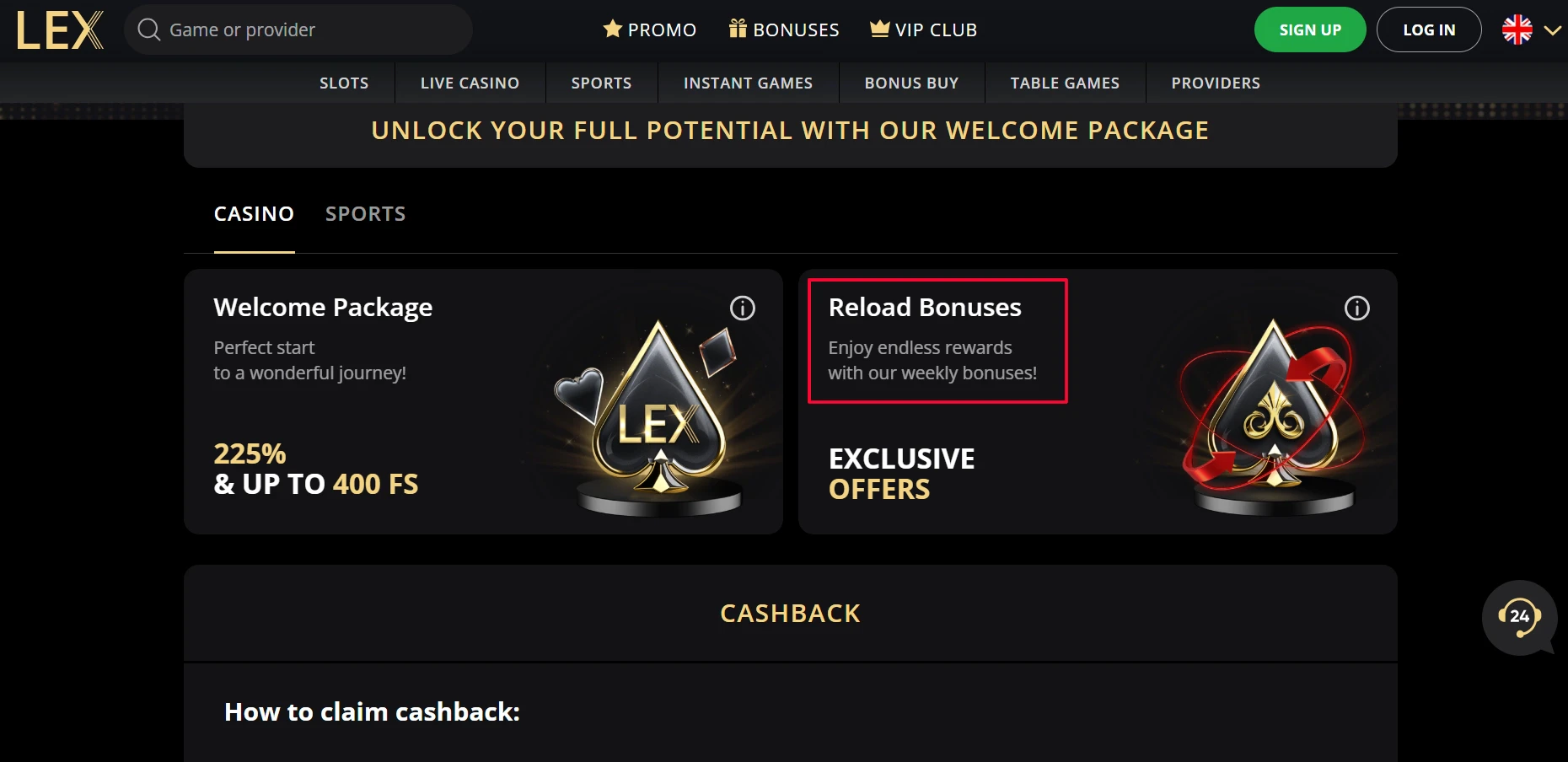 Lex Reload Bonuses