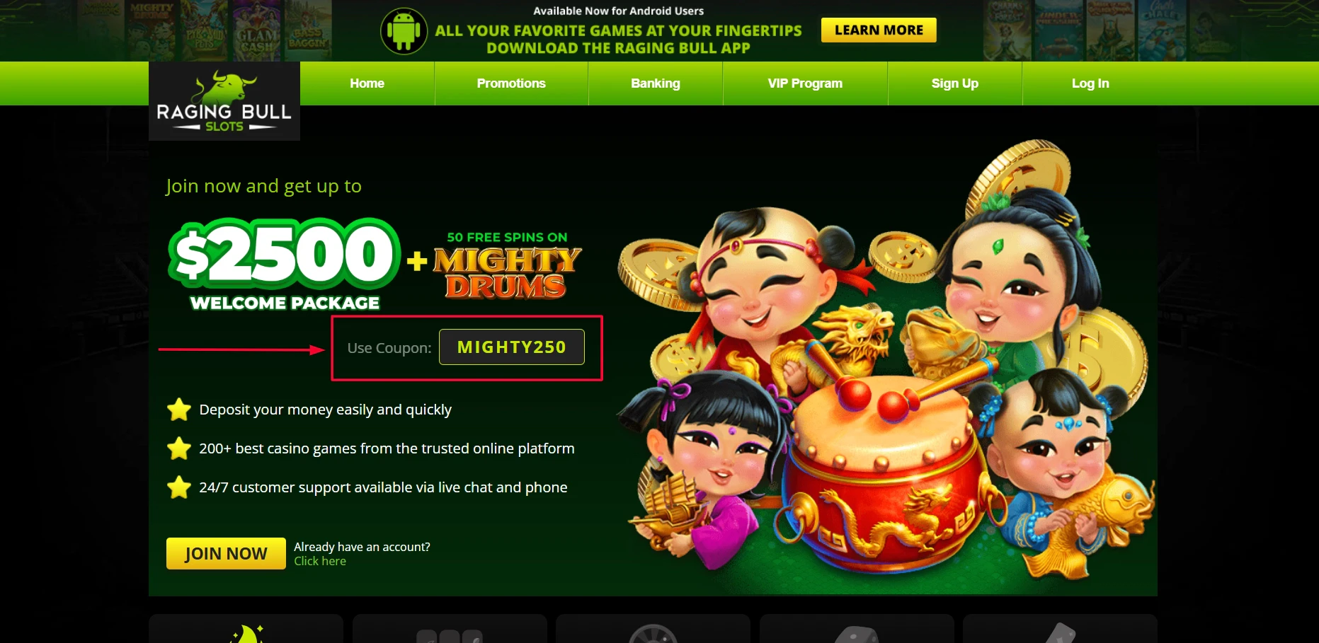 Raging Bull Slots Promo Code