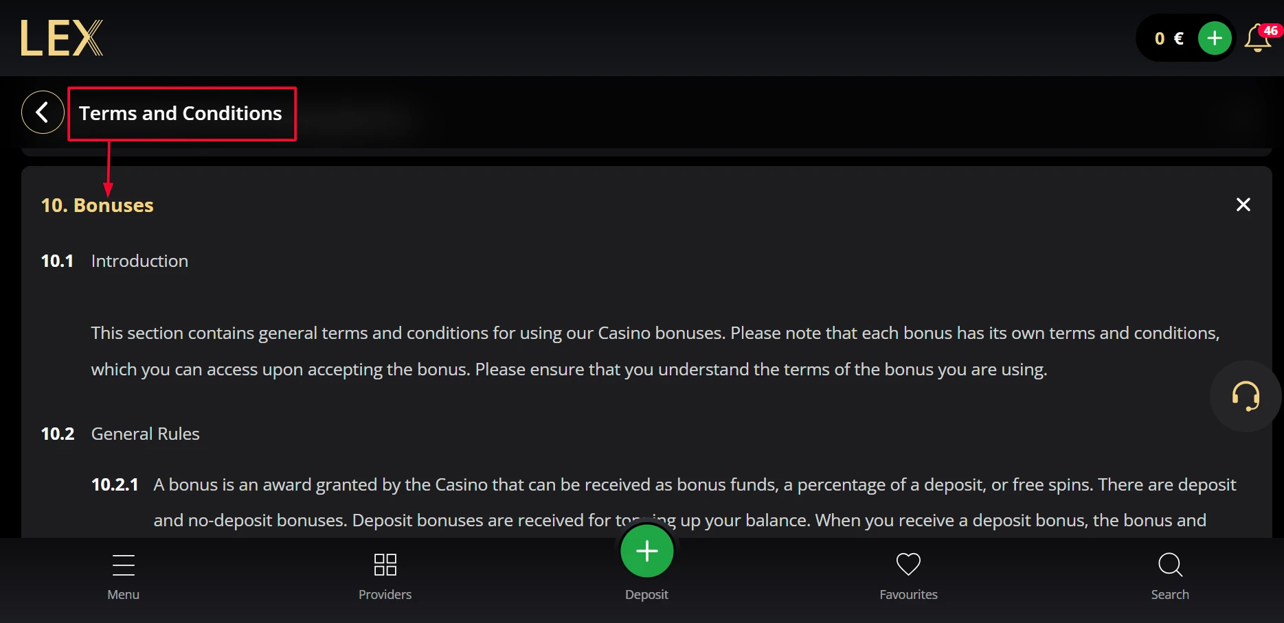 Lex Casino Bonus Rules