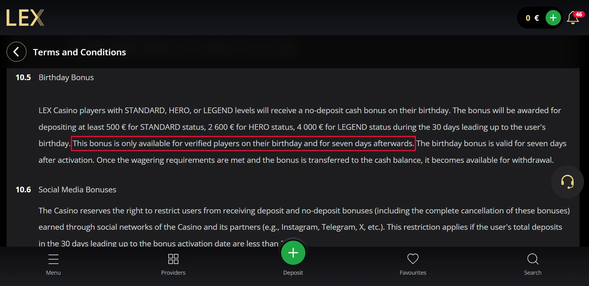 Lex Bonus Validity