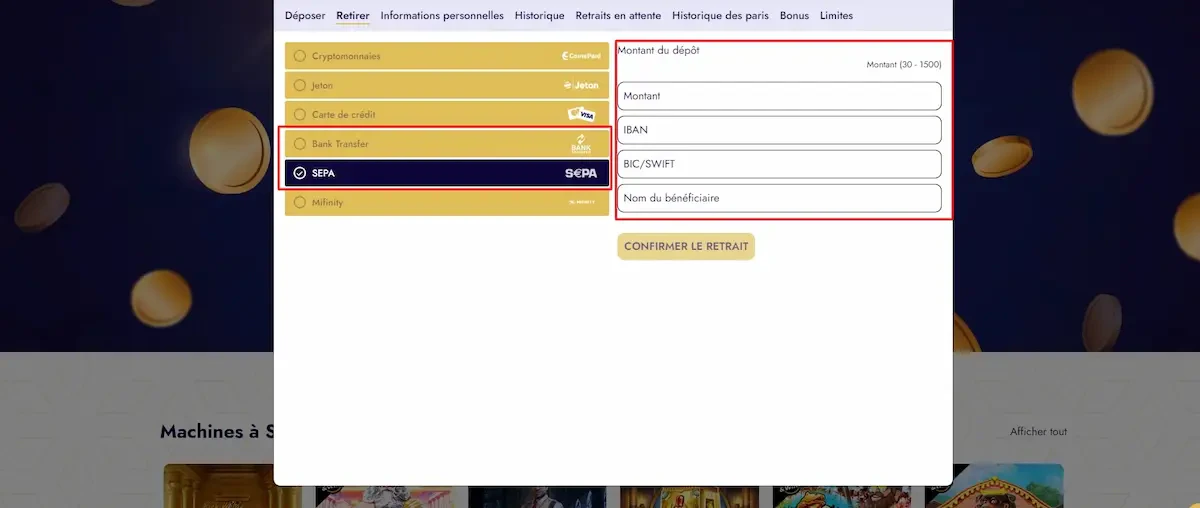Virement bancaire Rubyvegas