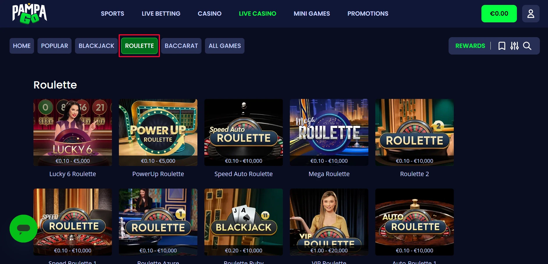 PampaGo Roulette Games