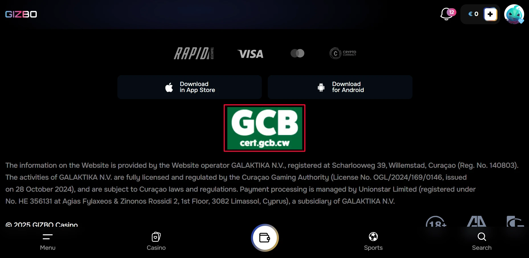 Gizbo Curacao Casino License