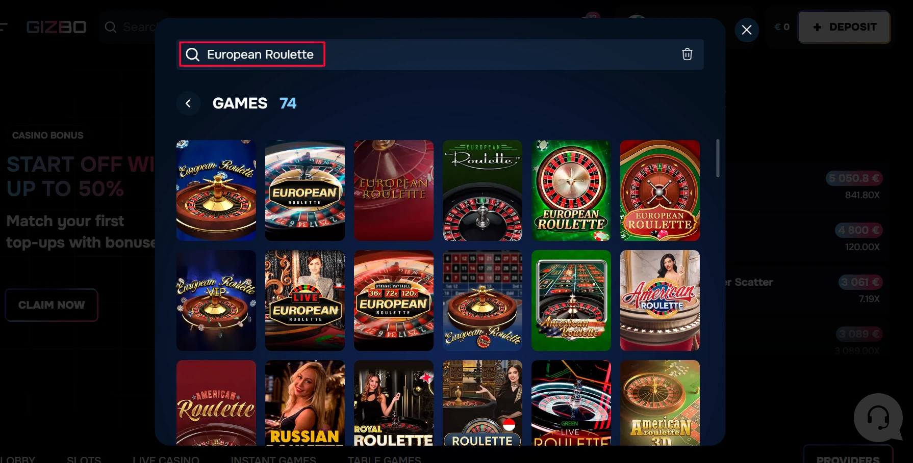 European Roulette Gizbo Casino