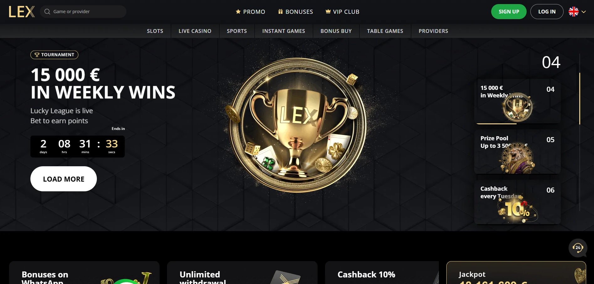 Lex Casino Homepage