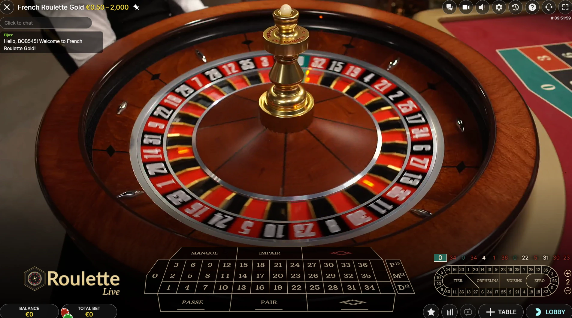 French Roulette Gold by Evolution