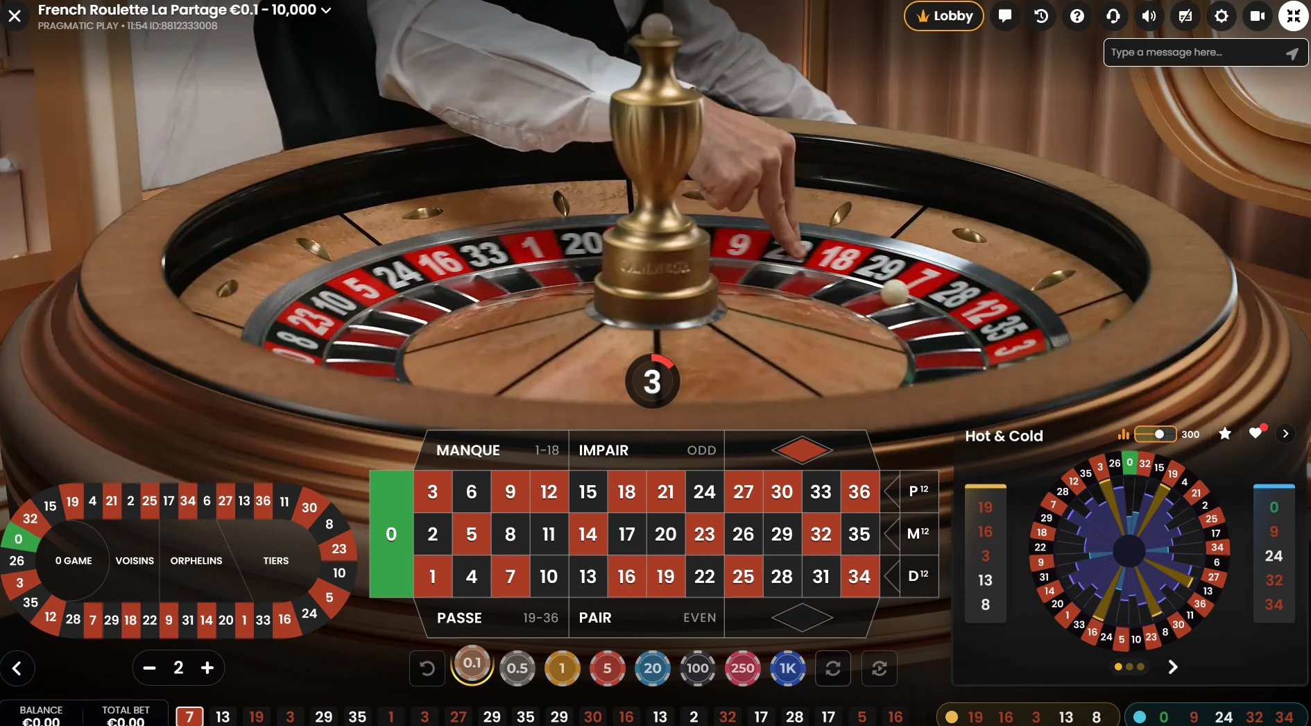 French Roulette La Partage by Pragmatic Play