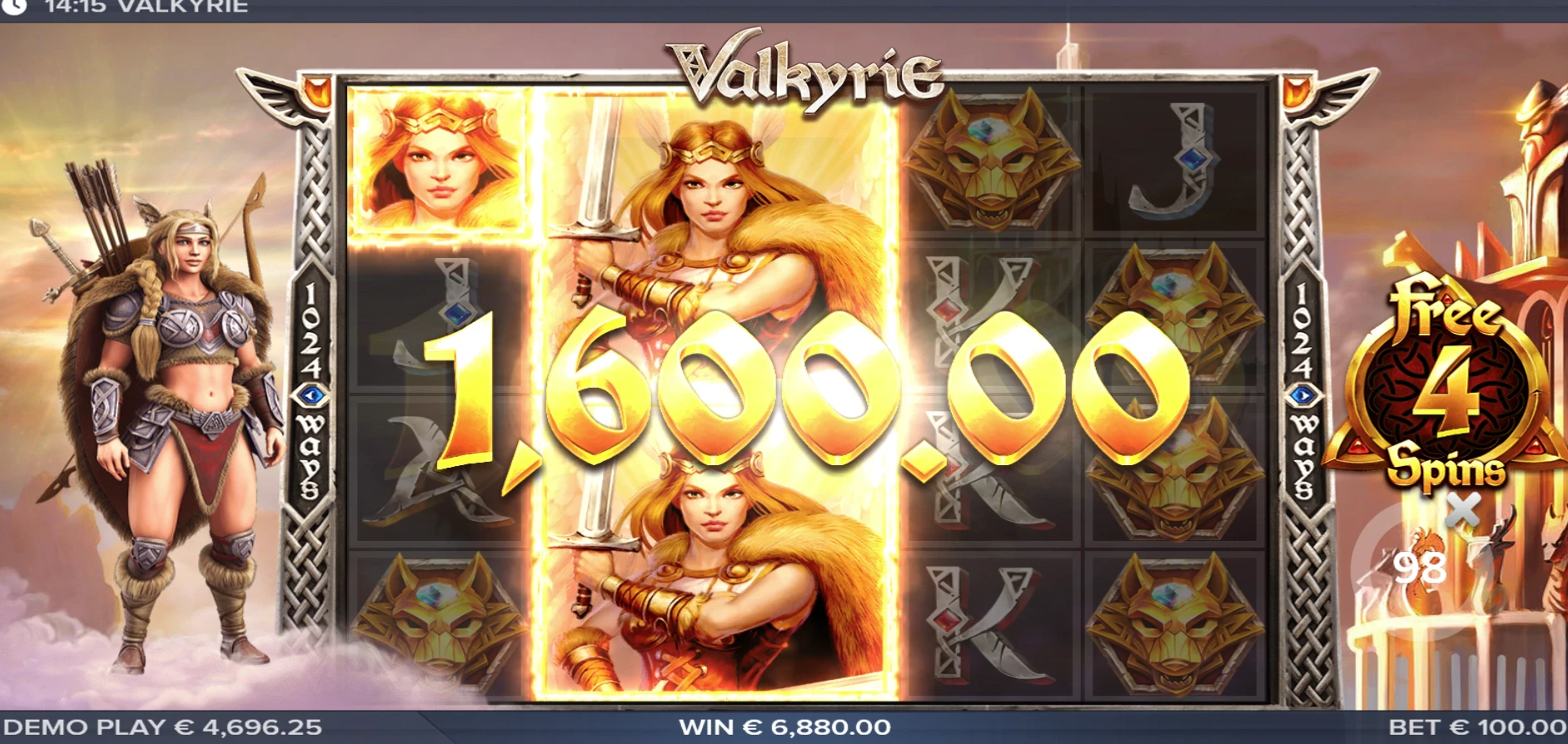 Valkyrie Free Spins Win