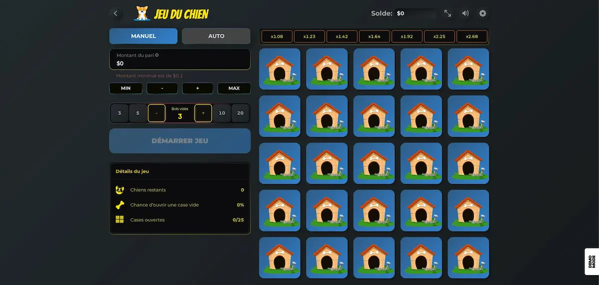 interface jeu du chien
