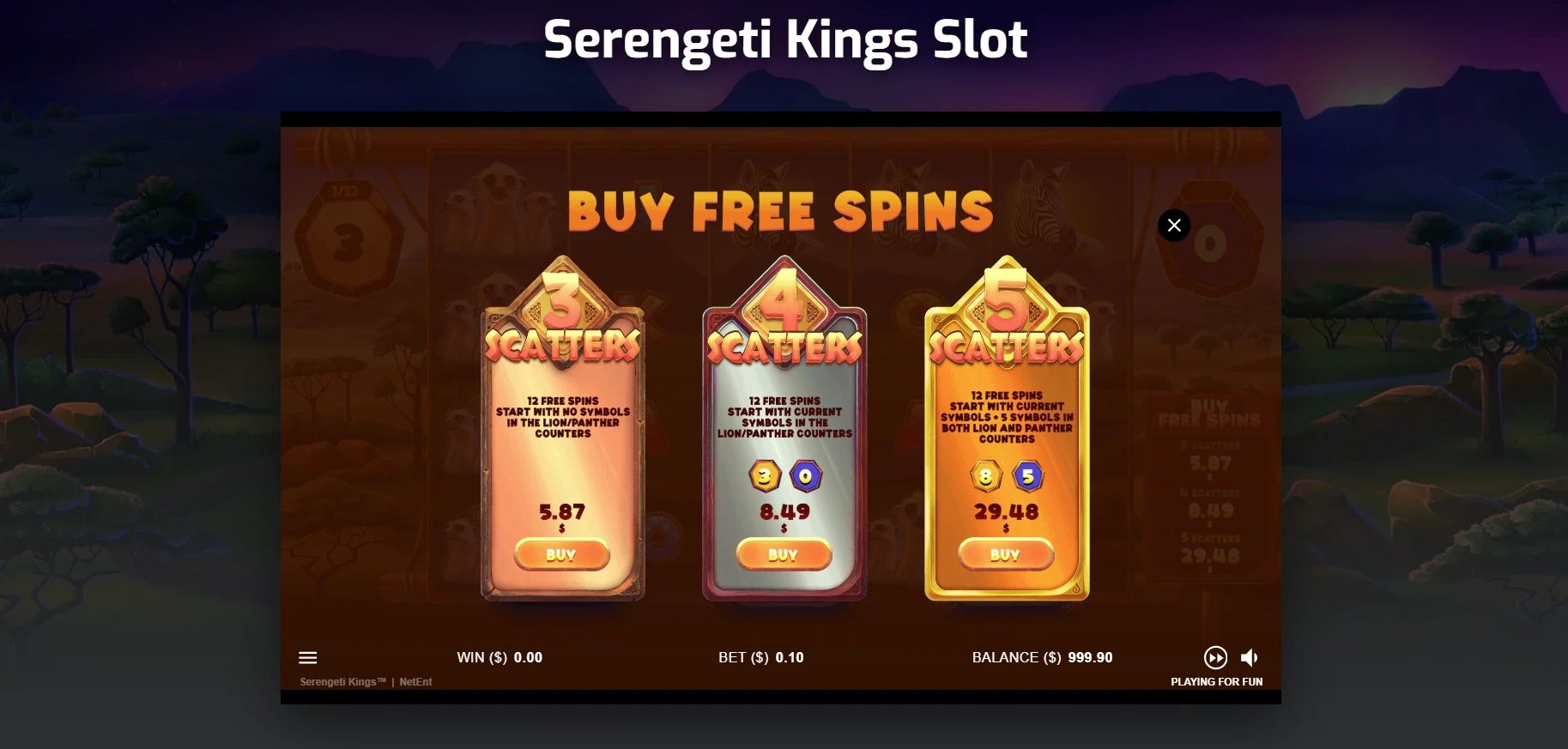 Serengeti Kings Bonus Buy Feature