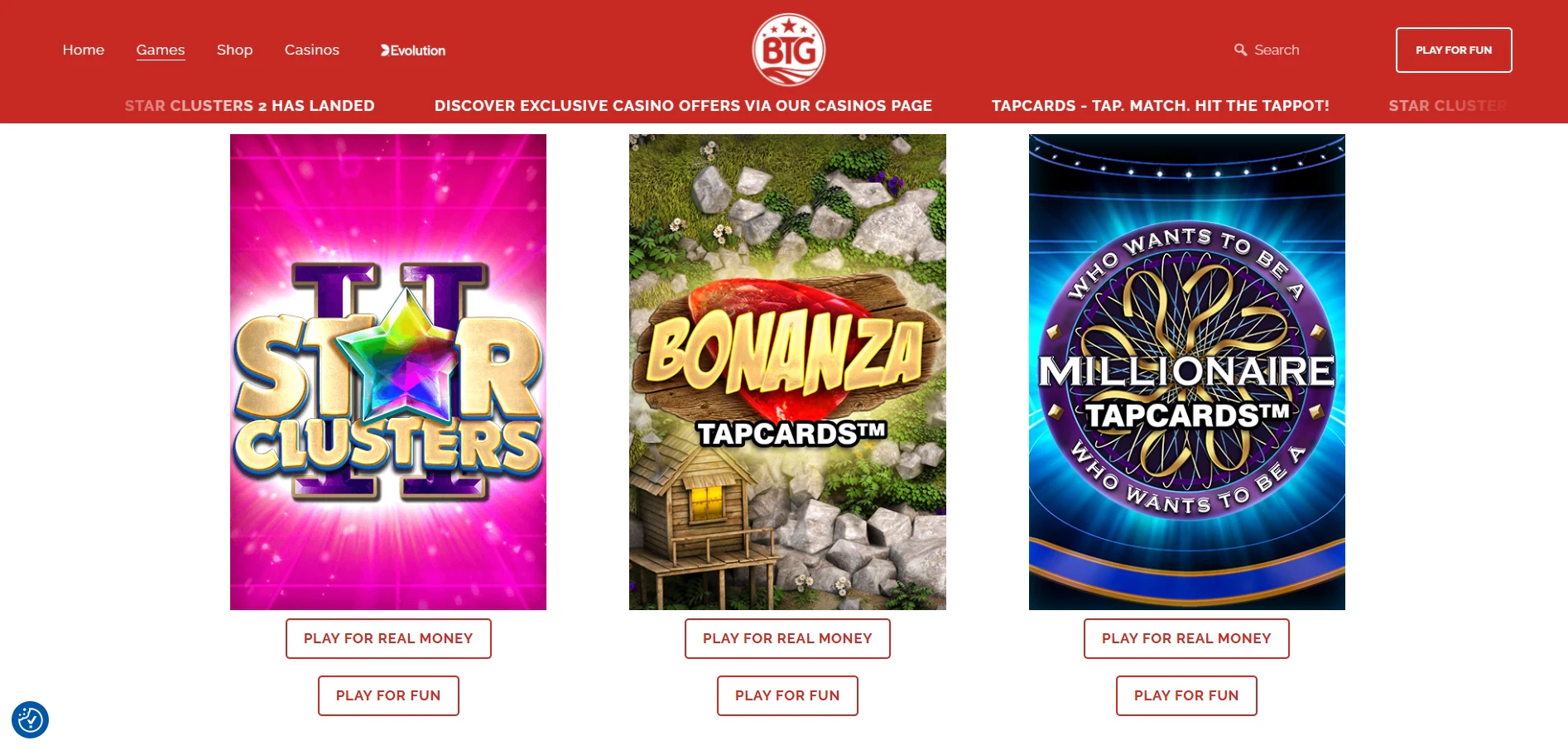 Big Time Gaming Homepage