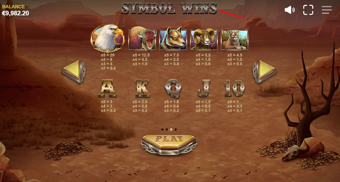 Eagle Riches Symbols and Paytable