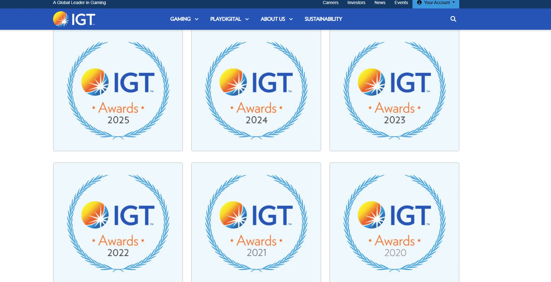 Awards won by IGT