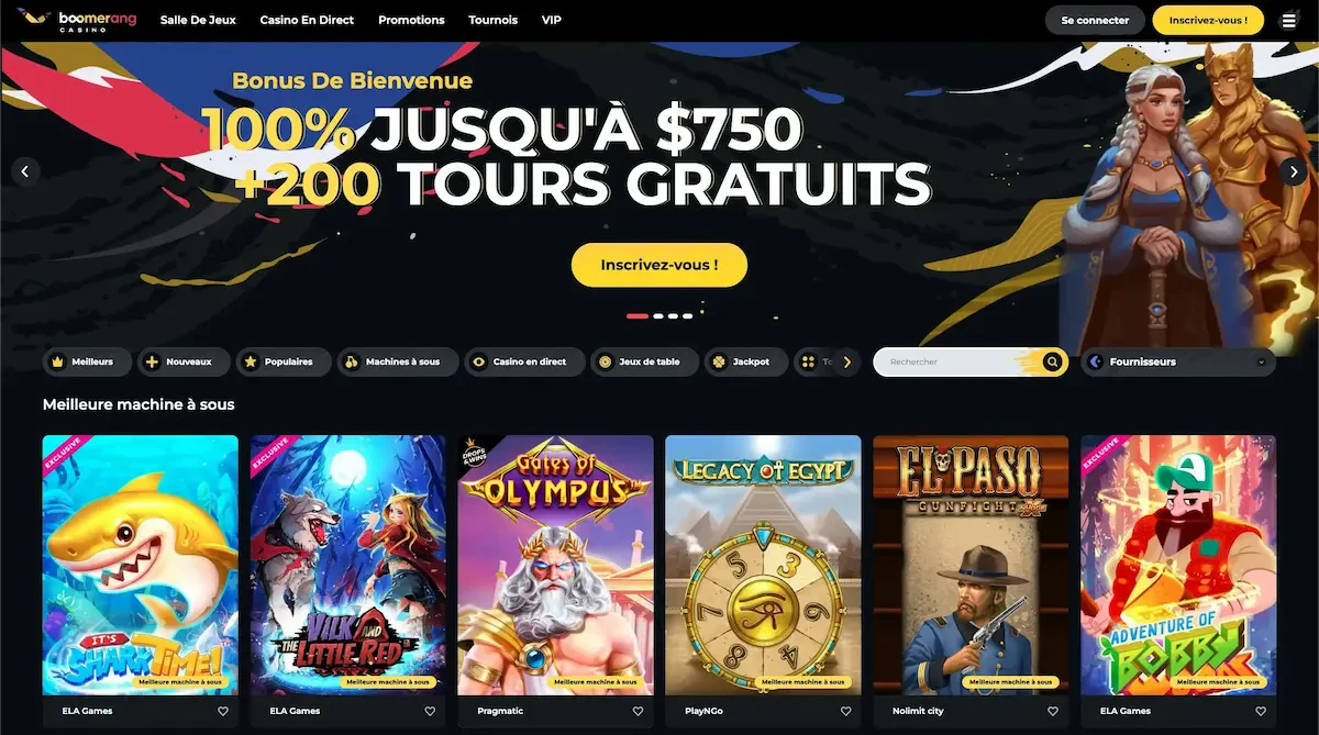 boomerang casino page d'accueil