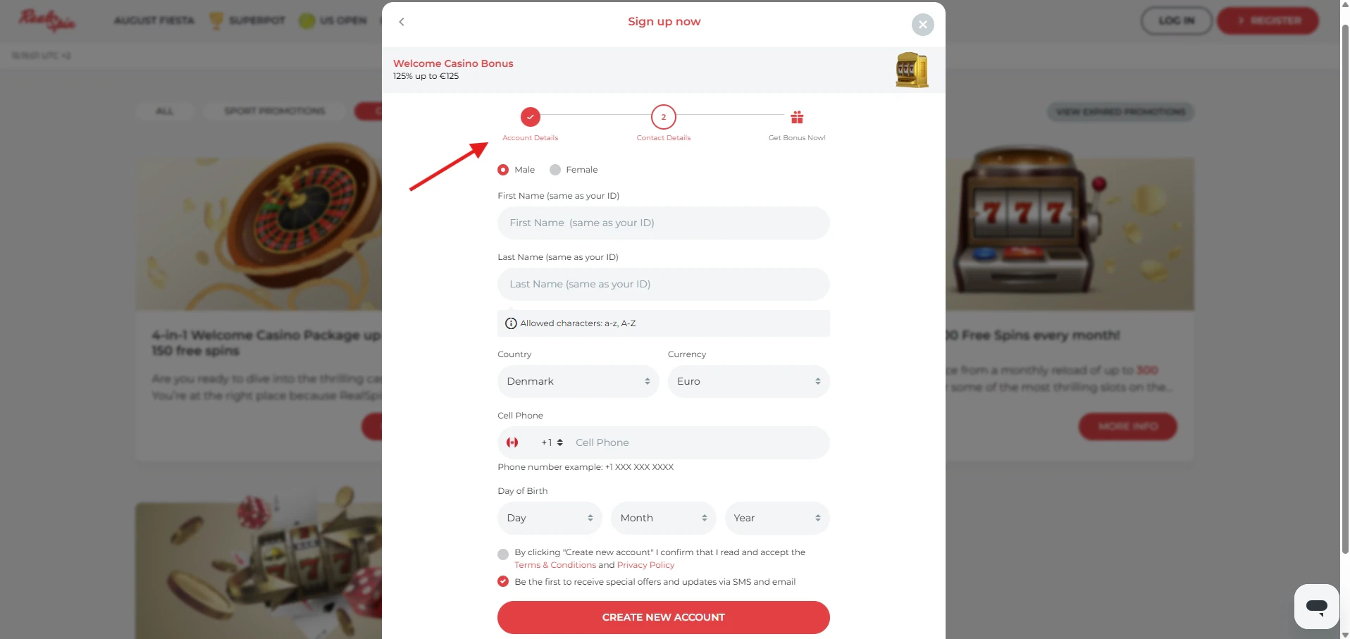 RealSpin - Registration Page