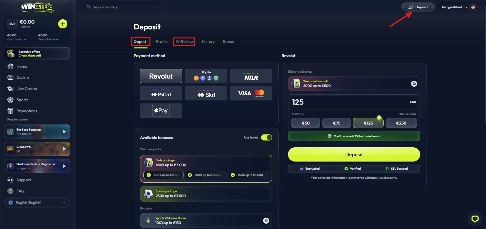 Winzter - Cashier Page
