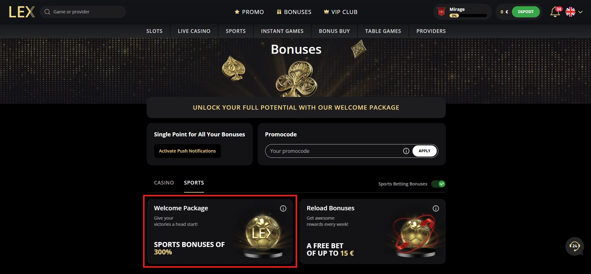Lex - Sports Welcome Bonus