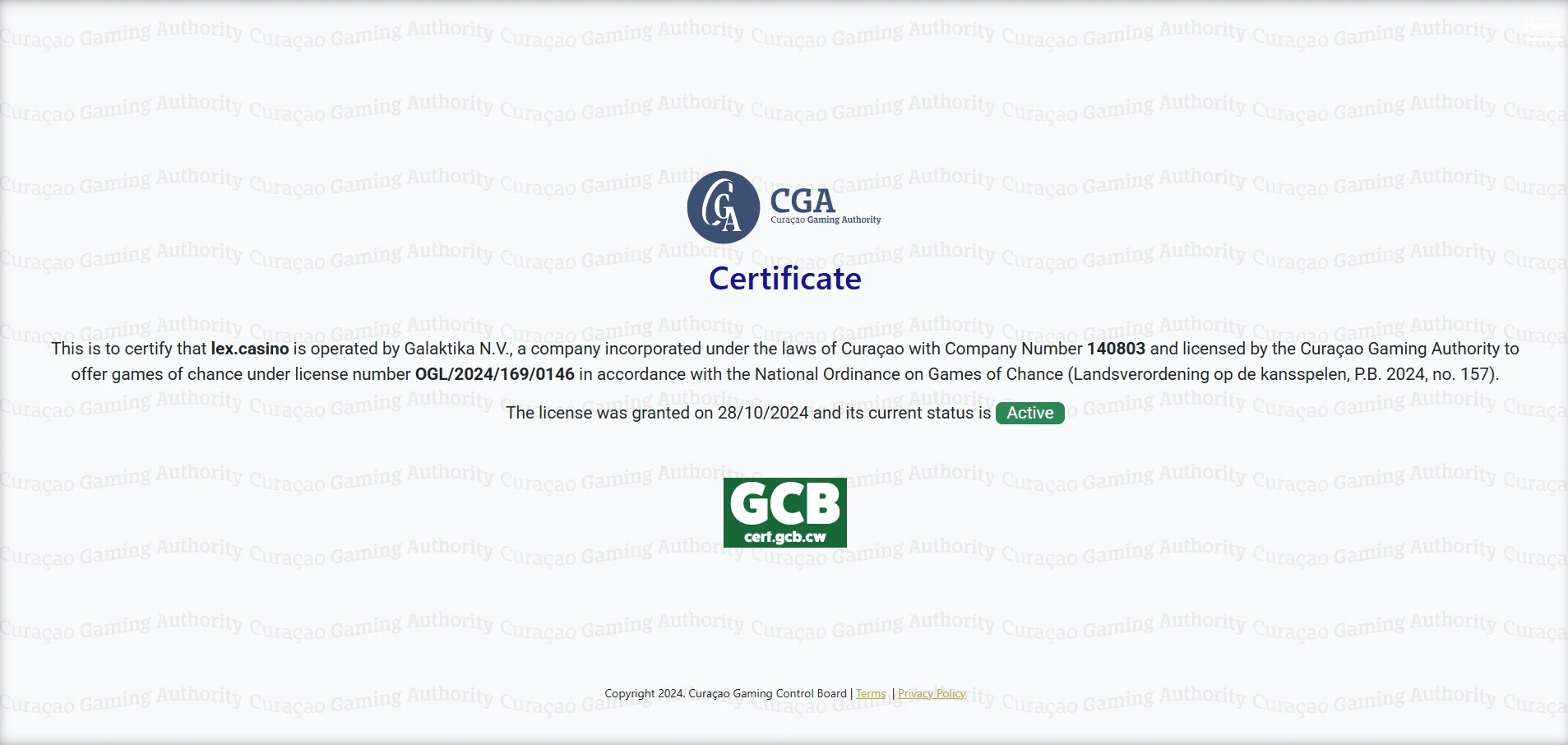 Lex - Curaçao Gaming License