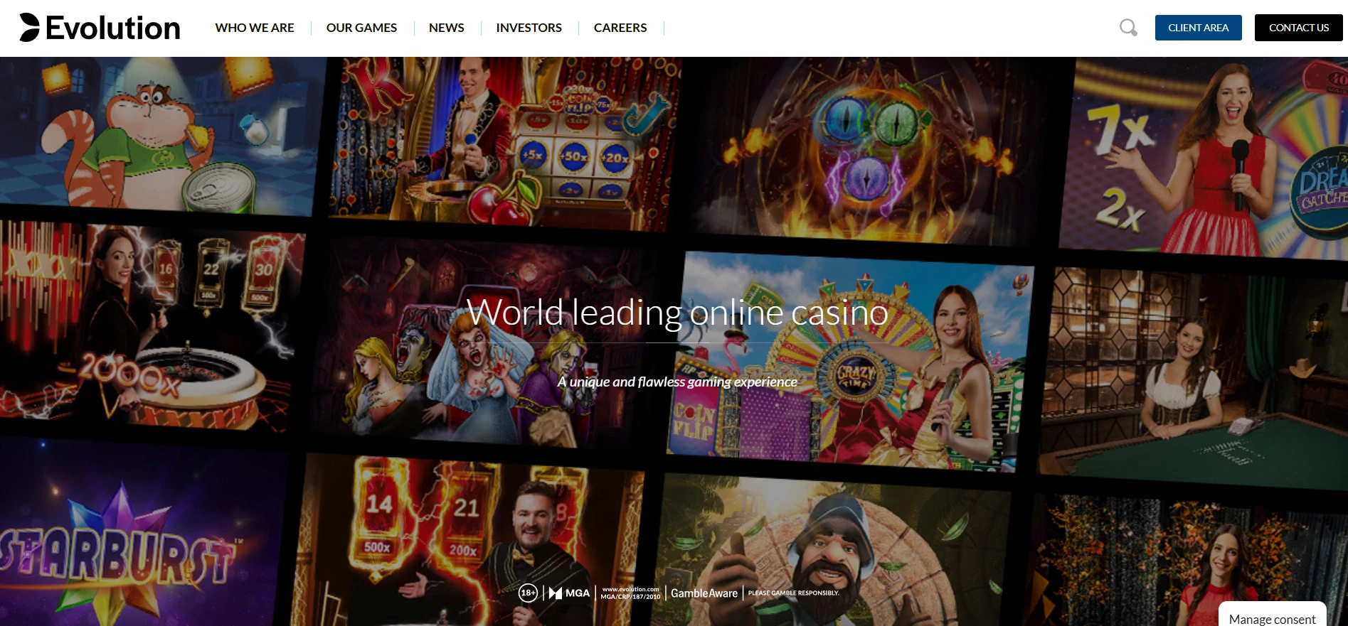 Evolution Gaming Homepage