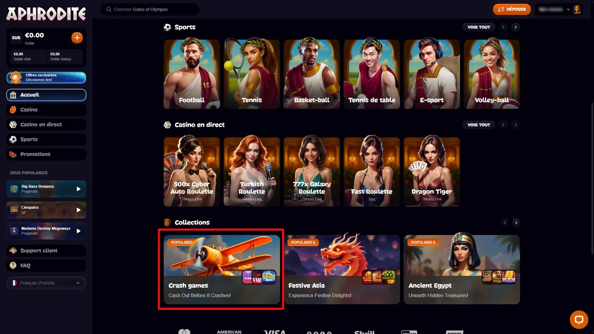 mini-jeux sur aphrodite casino