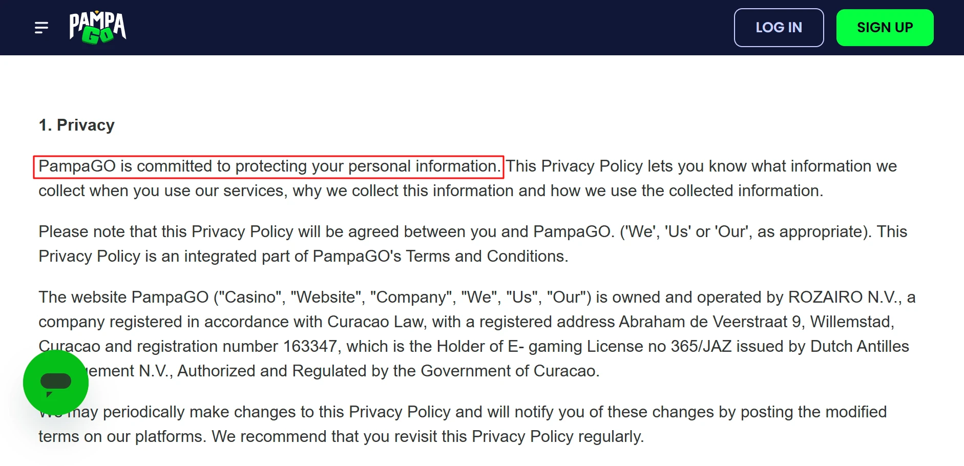 PampaGo Privacy Policy