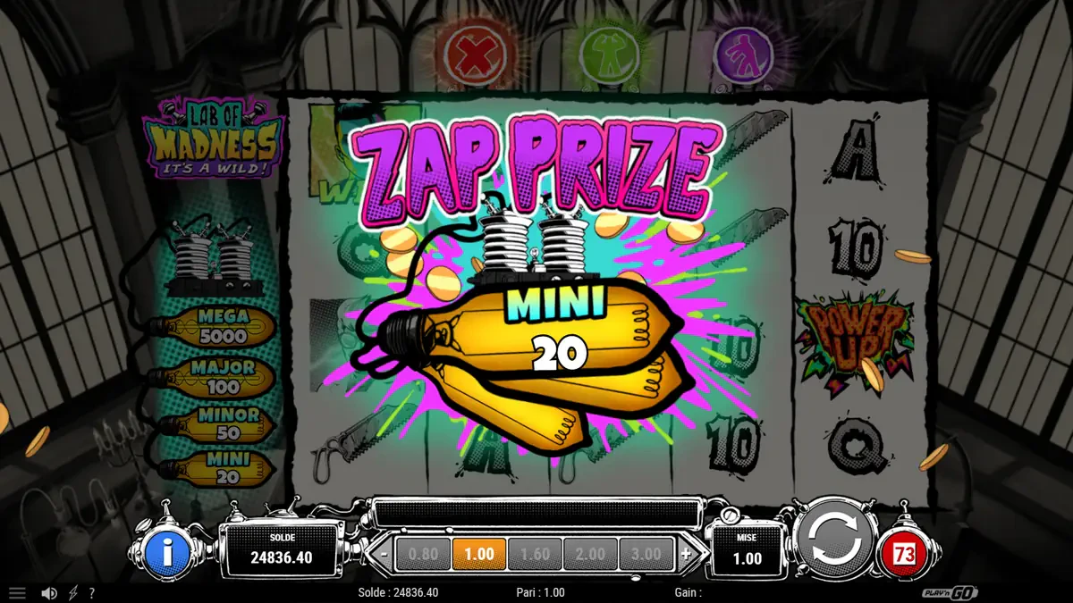 mini zap prize sur lab of madness it's a wild