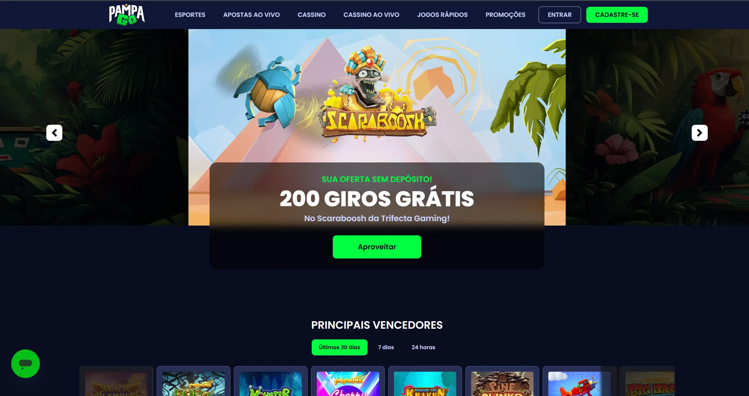 Giros grátis no jogo Scaraboosh da Trifecta Gaming
