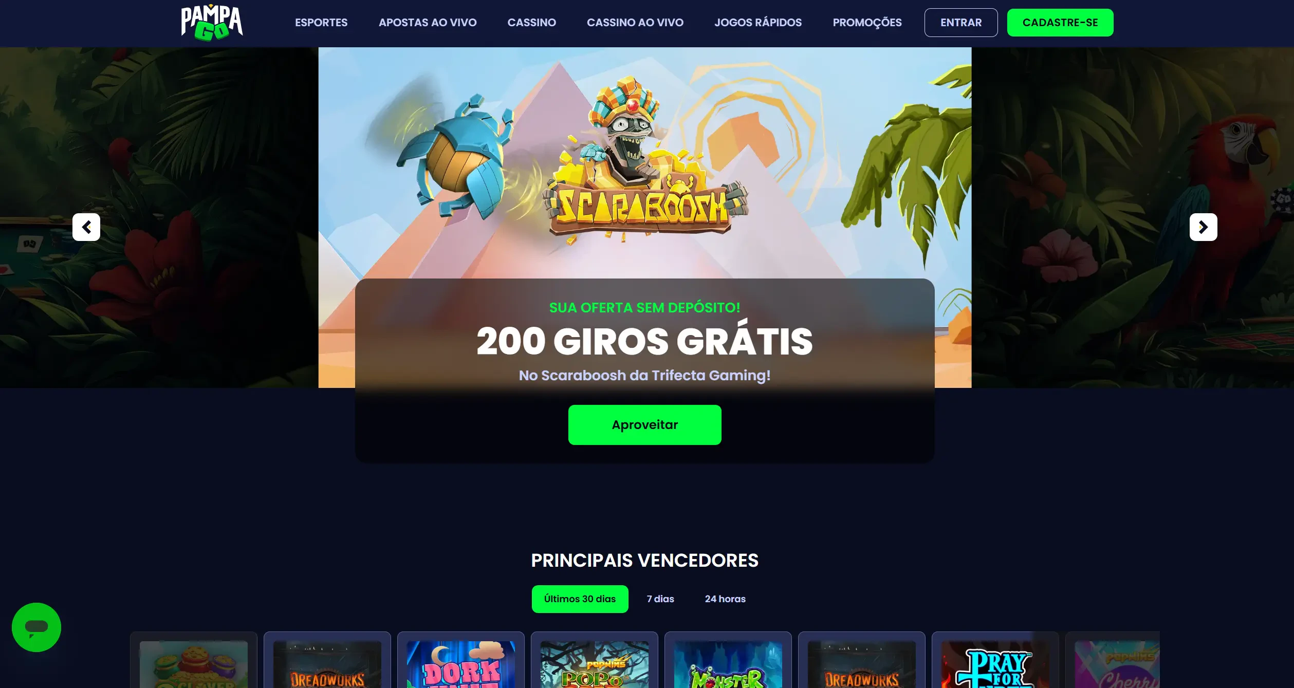 Giros grátis no jogo Scaraboosh da Trifecta Gaming