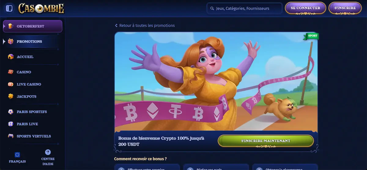 bonus de bienvenue crypto paris sportifs casombie