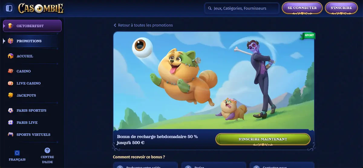 casombie bonus de recharge hebdomadaire paris sportifs