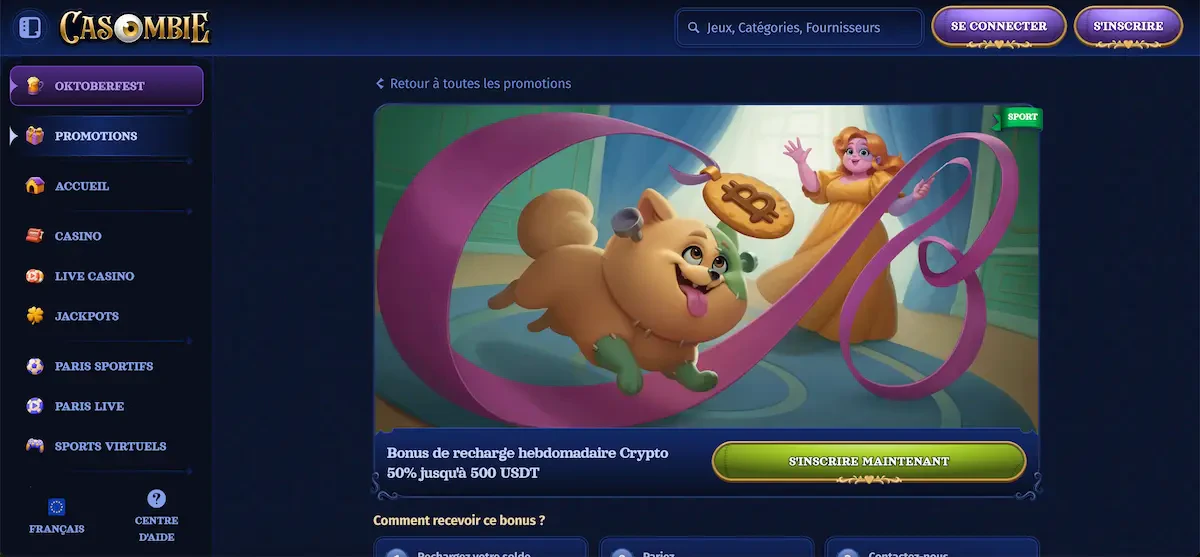 casombie bonus de recharge hebdomadaire crypto paris sportifs