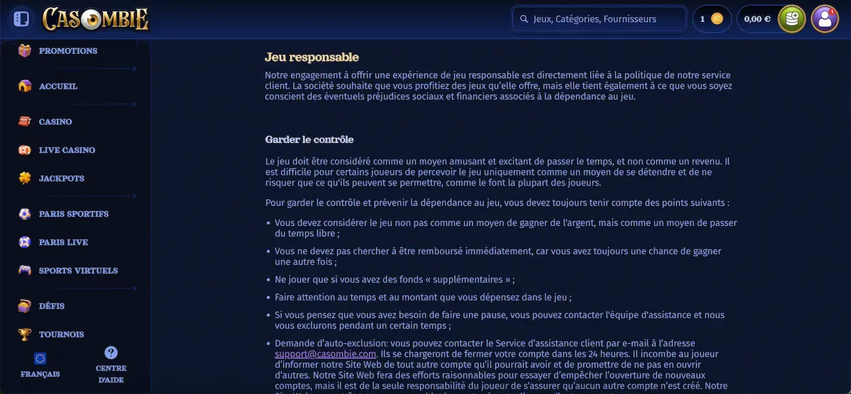 casombie jeu responsable