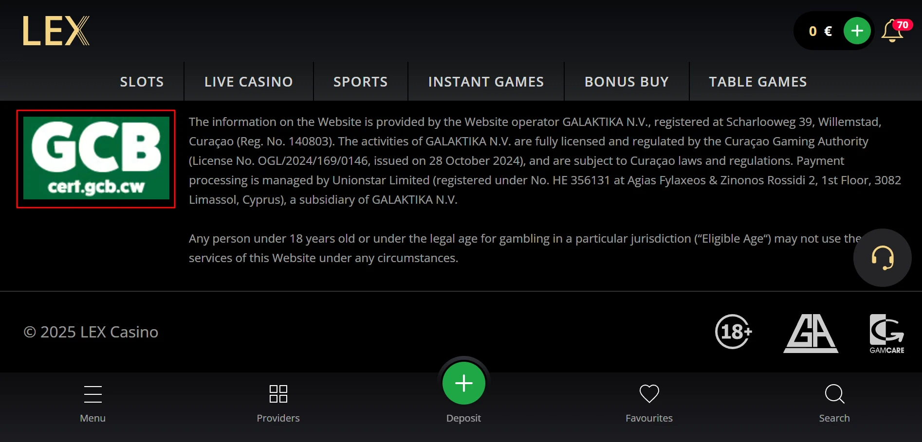 Lex Casino Curacao Gaming License