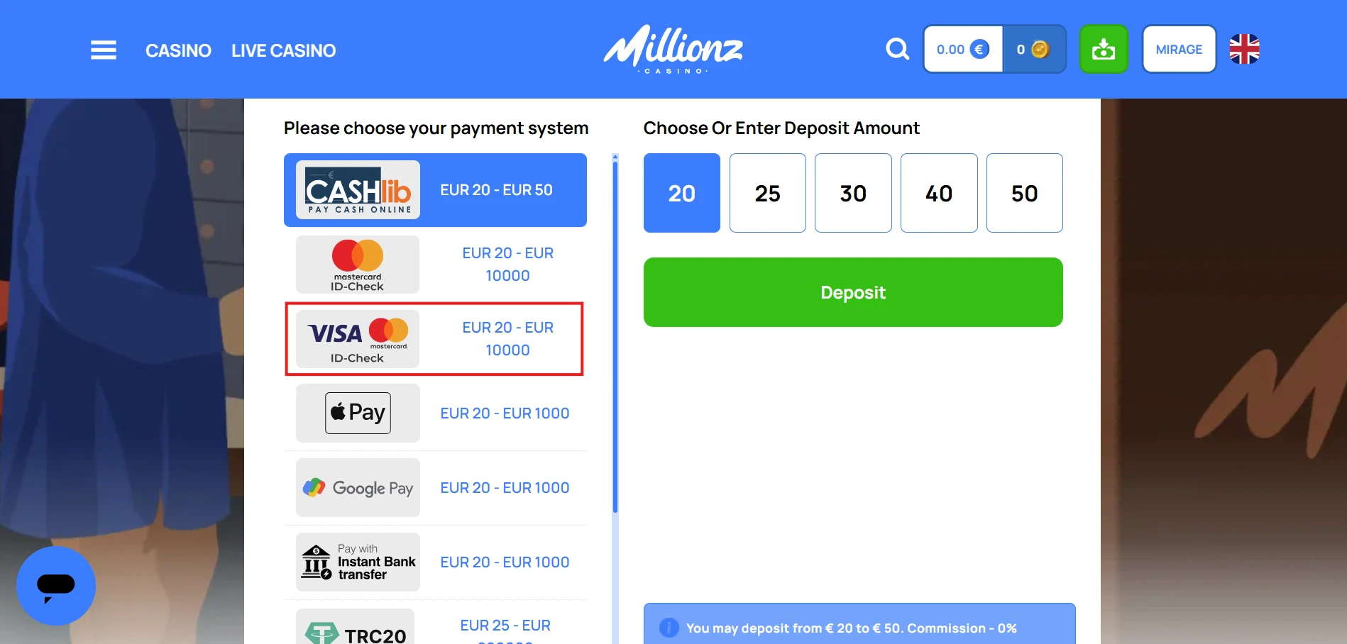 Millionz Casino Deposits