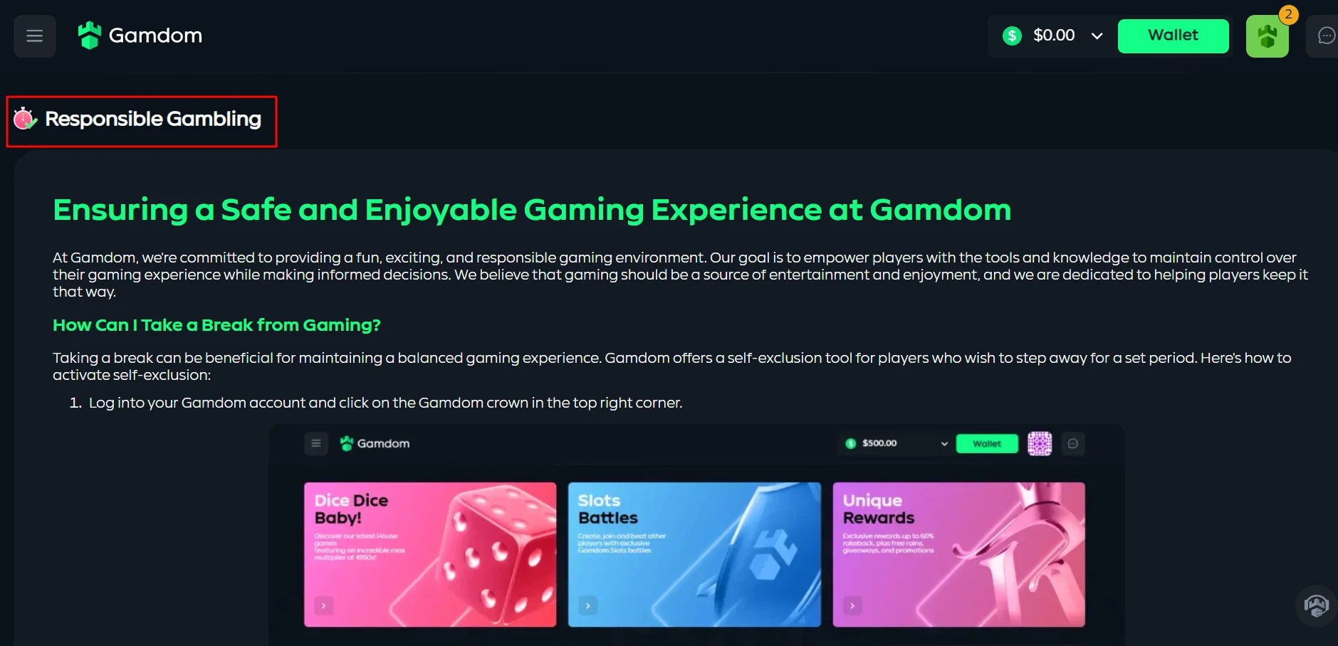 Gamdom Responsible Gambling