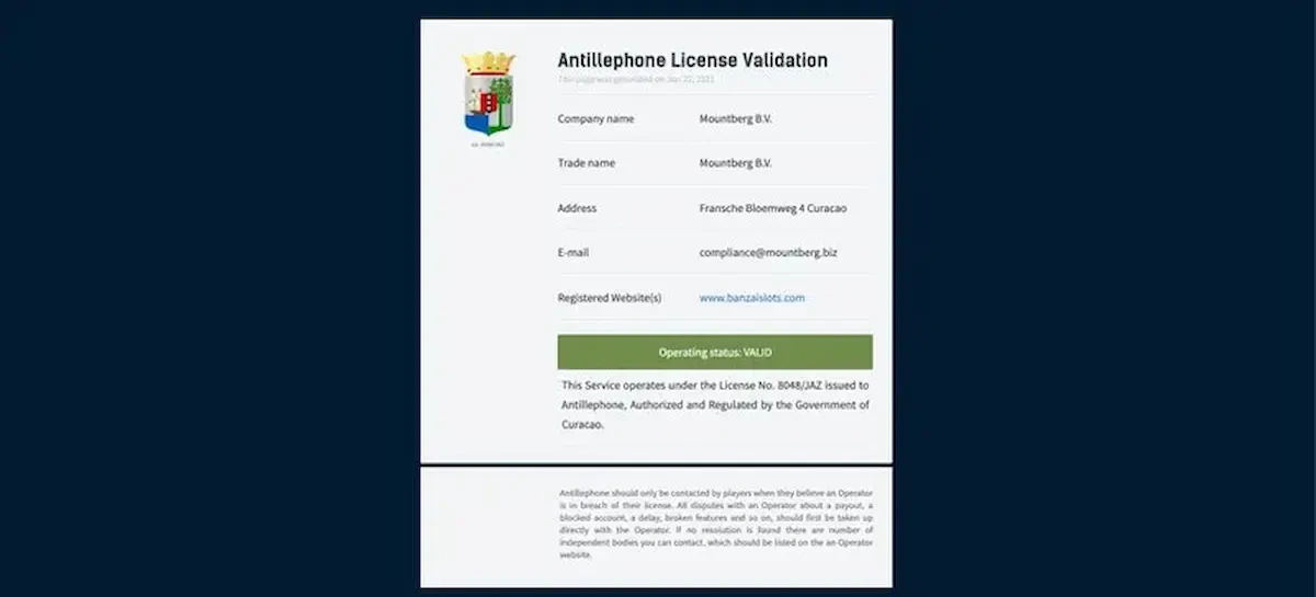 Licence curaçao de Banzai