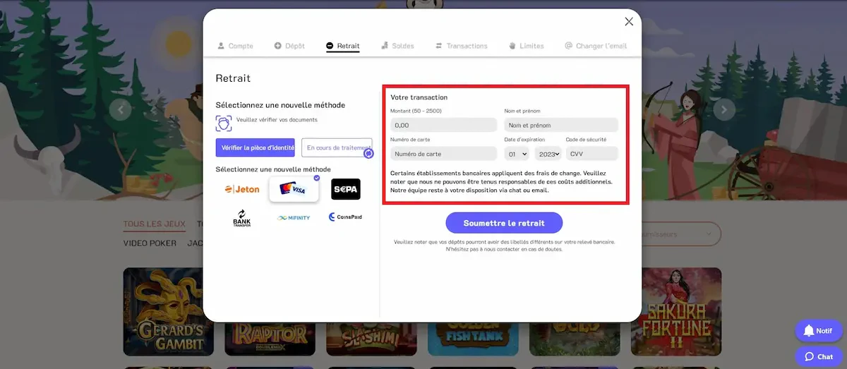 déposer de l'argent sur Banzai étape 3