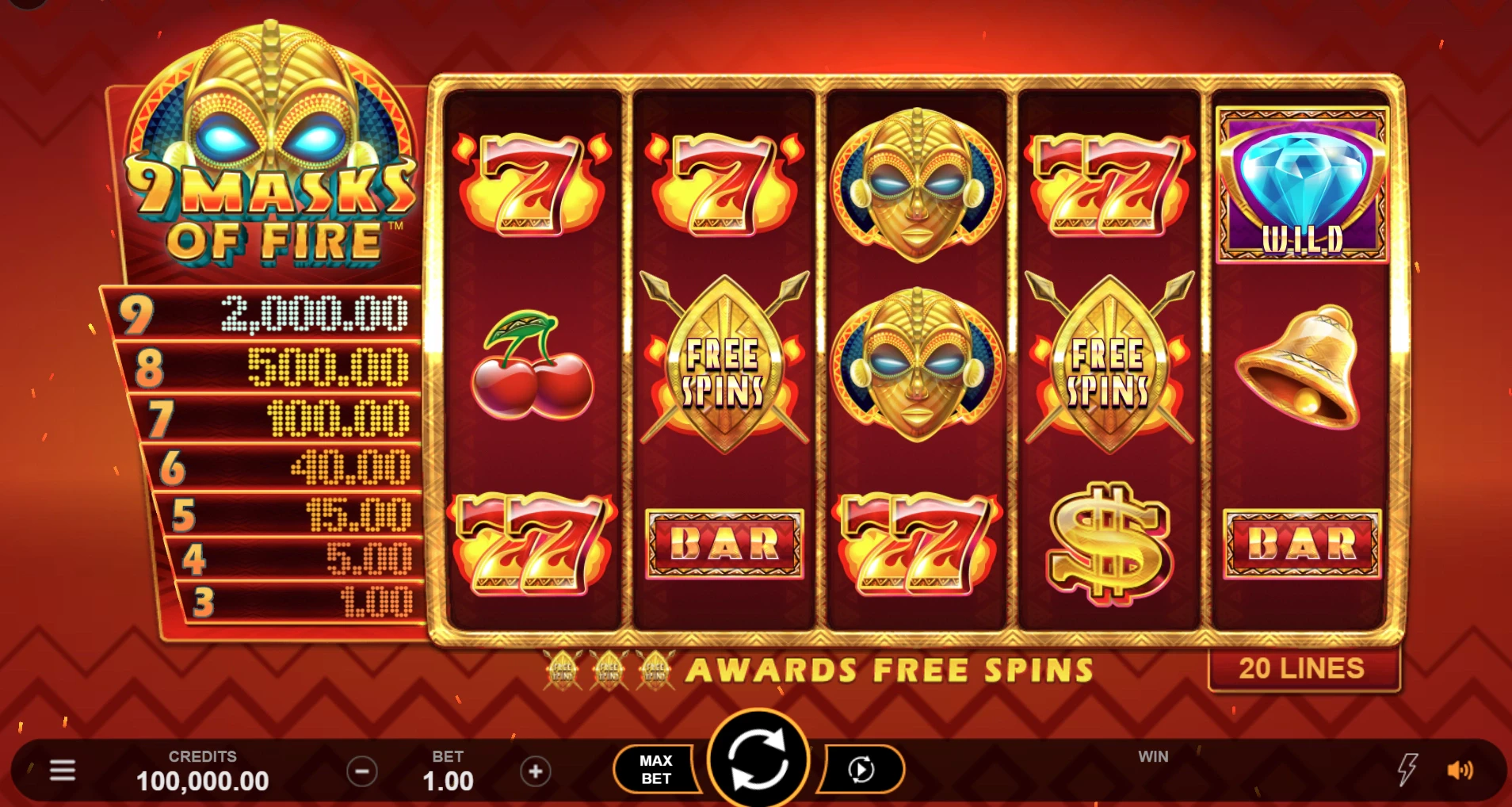 9 Masks of Fire by Microgaming